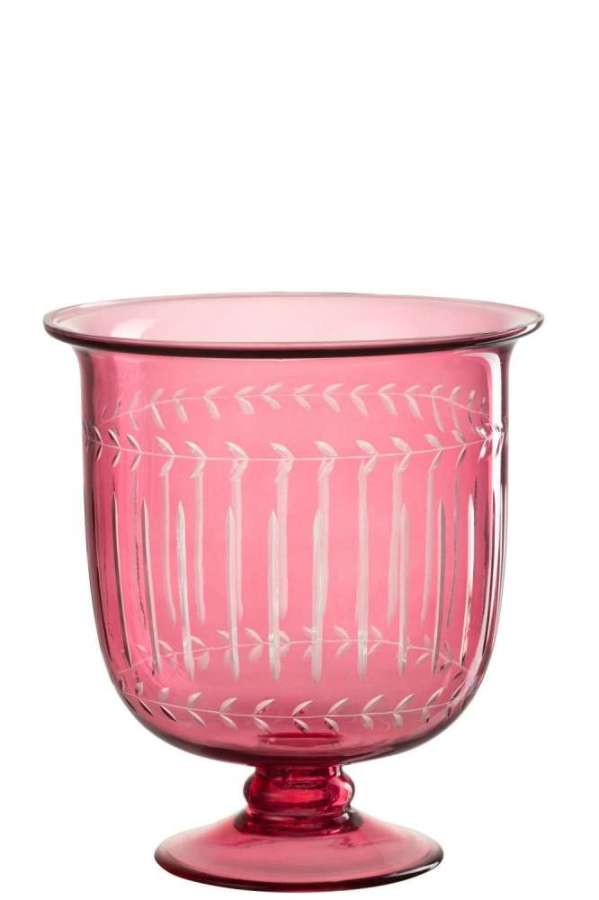 VASE ROMAN STEM GLASS RED