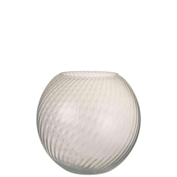 VASE ROUND RIDGES GLASS WHITE LARGE