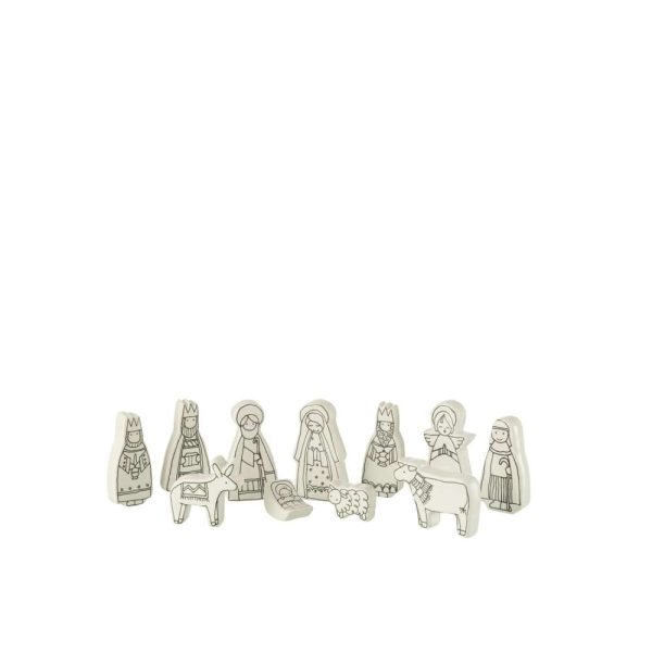 NATIVITY SCENE 11PARTS DOLOMITE WHITE/BLACK SMALL