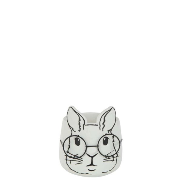 FLOWERPOT RABBIT CEMENT WHITE LARGE