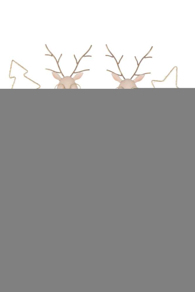 REINDEER LED TREE + STAR IRON GOLD COLORED/WHITE ASSORTMENT OF 2