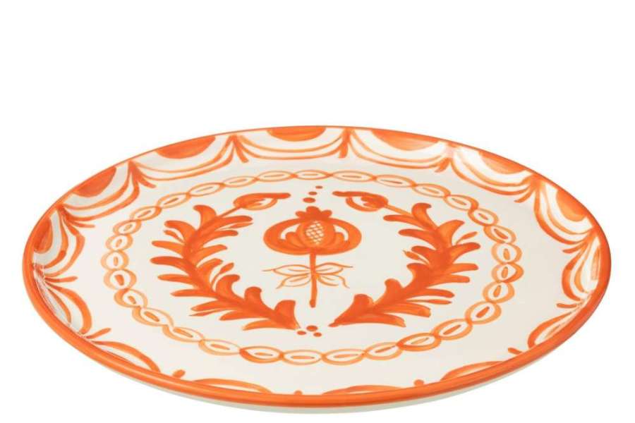 PLATE GRANADA CERAMIC WHITE/ORANGE