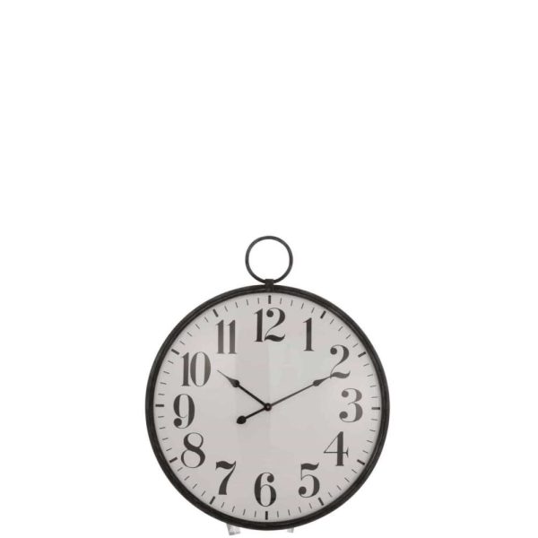 CLOCK ROUND BALL GLASS METAL BLACK
