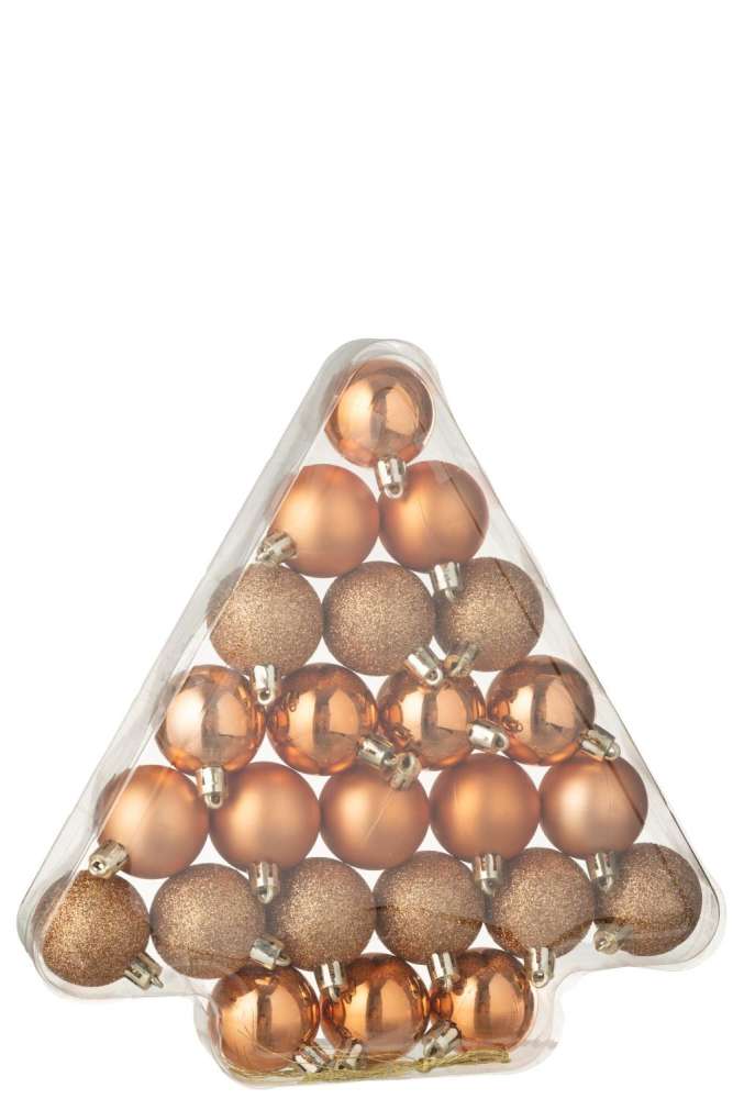 BOX OF 24 CHRISTMAS BAUBLE PLASTIC ORANGE