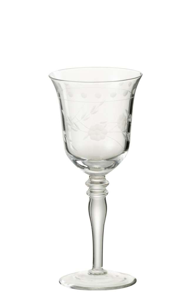 WINE GLASS RODE WINE ENGRAVED GLASS TRANSPARENT