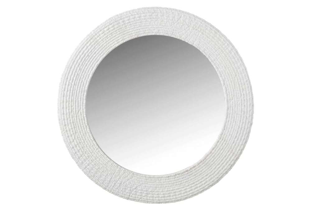 MIRROR ROUND STRIATIONS POLYRESIN WHITE