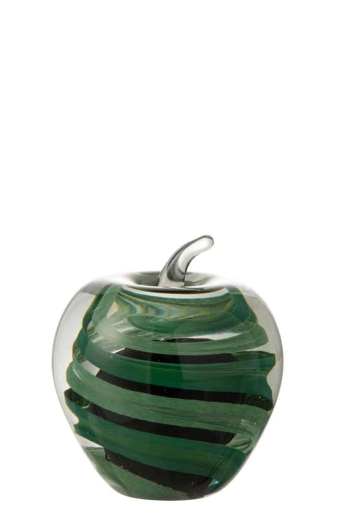 PAPERWEIGHT APPLE GLASS GREEN LARGE