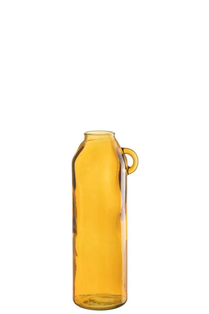 VASE HANDLE CYLINDER GLASS OCHRE LARGE