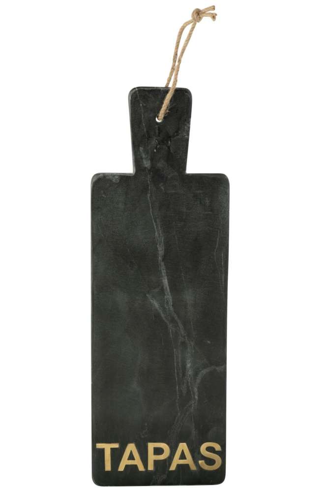 CHEESE BOARD RECTANGLE MARBLE BLACK/GOLD COLORED LARGE