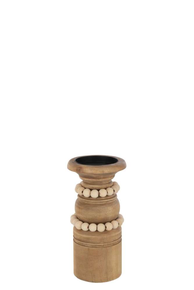 CANDLE HOLDER PILA PINEWOOD/METAL NATURAL SMALL