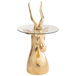 SIDETABLE ANTELOPE RESIN/GLASS GOLD