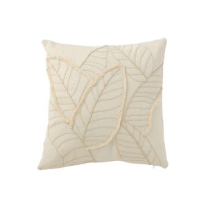 CUSHION LEAF TEXTILE WHITE