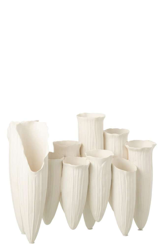 VASE SOLIFLORE 	HELIX CYLINDER CERAMIC WHITE