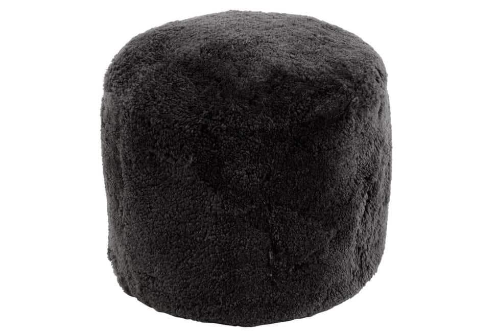 POUF ROUND SHEEPSKIN DARK GREY