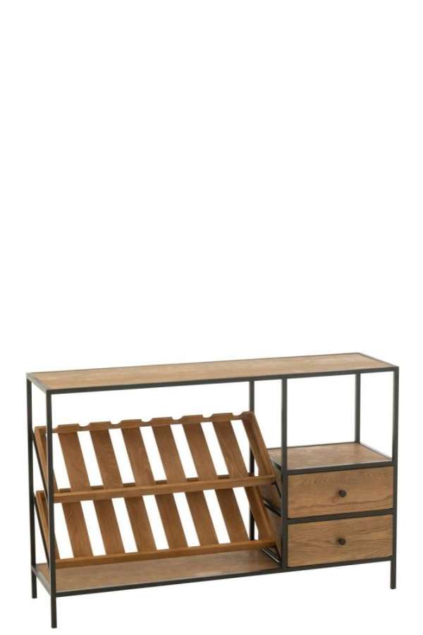 BAR CABINET WINE VENEER NATURAL/BLACK SMALL