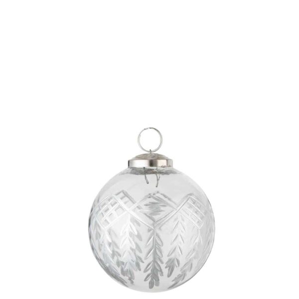 CHRISTMAS BAUBLE CHLOE GLASS TRANSPARENT/SILVER SMALL