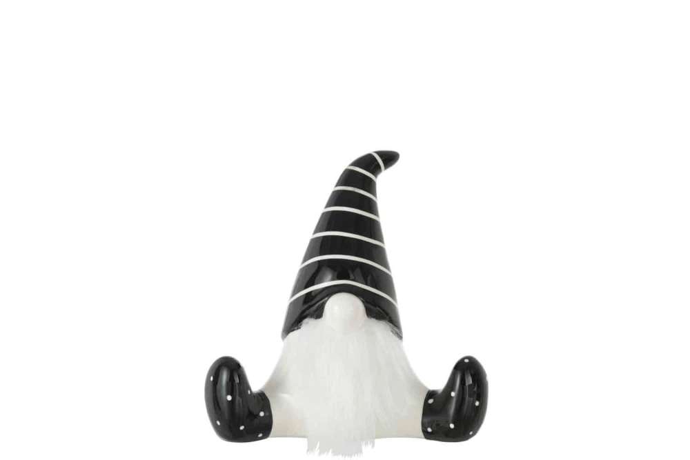 SANTA SITTING CERAMIC BLACK/WHITE MEDIUM