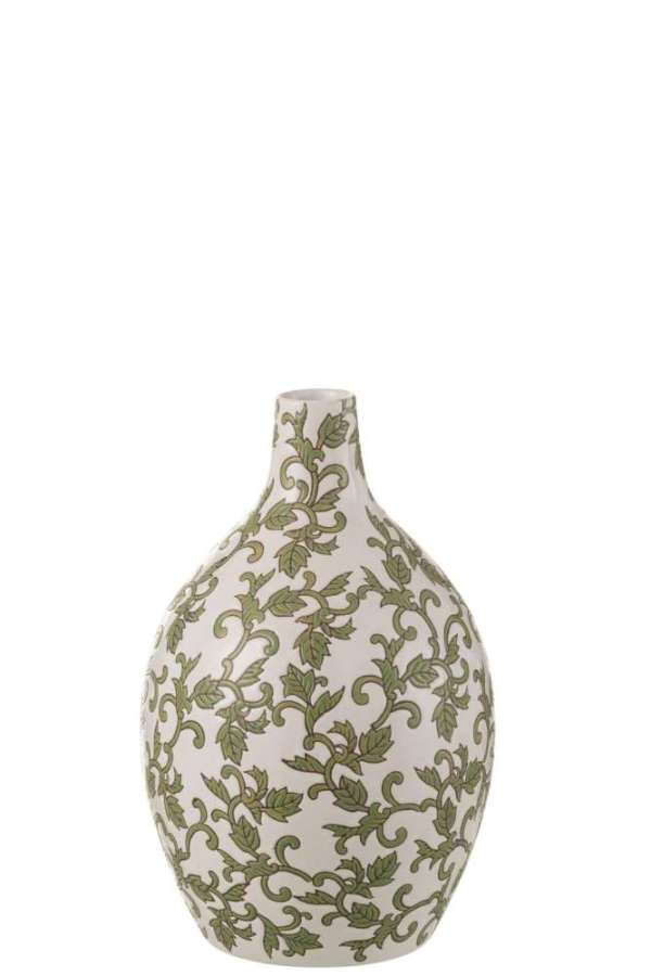 VASE YEZI ROUND PORCELAIN GREEN/WHITE