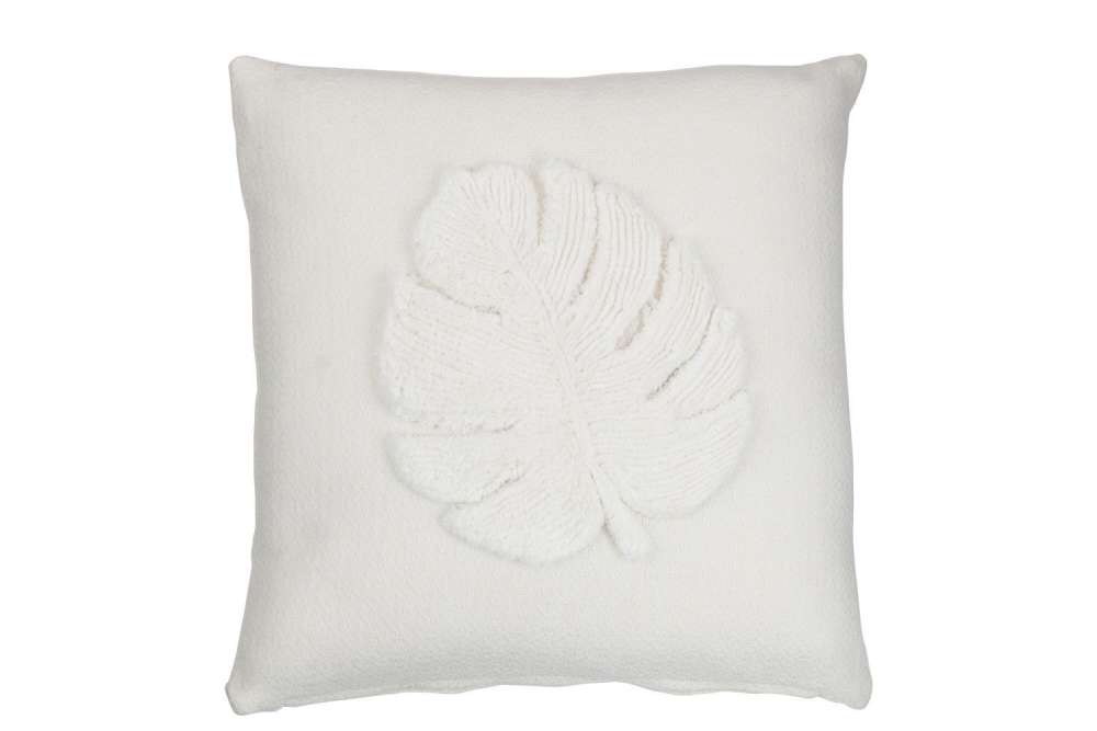 CUSHION LEAF SQUARE POLYESTER WHITE