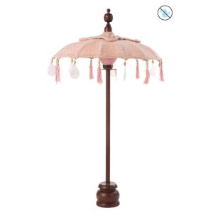 SUNSHADE+BASE TASSELS/SHELLS PEACH WOOD DARK BROWN SMALL
