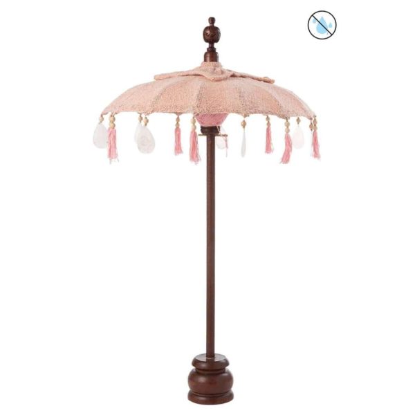 SUNSHADE+BASE TASSELS/SHELLS PEACH WOOD DARK BROWN SMALL