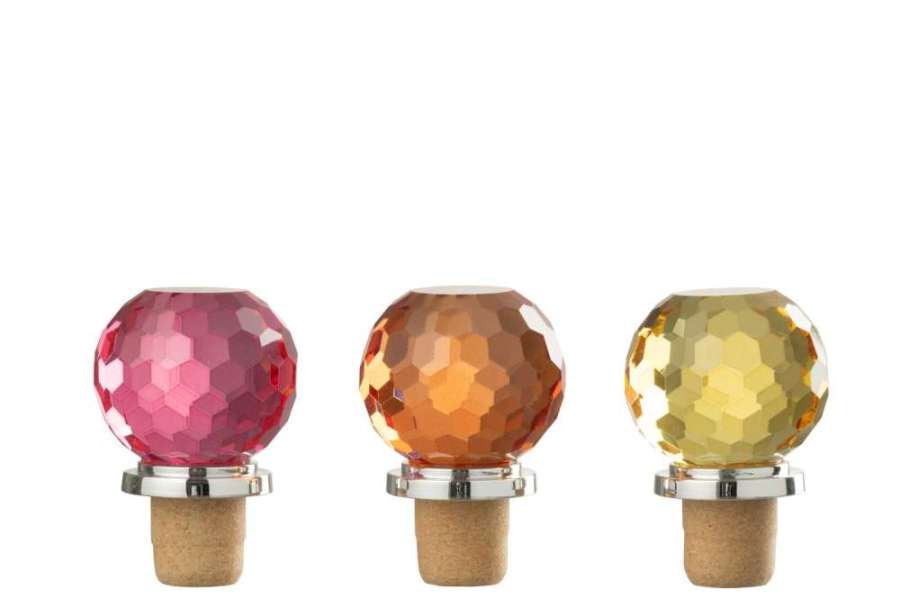 BOTTLE STOPPER BALL GLASS YELLOW/ORANGE ASSORTMENT OF 3