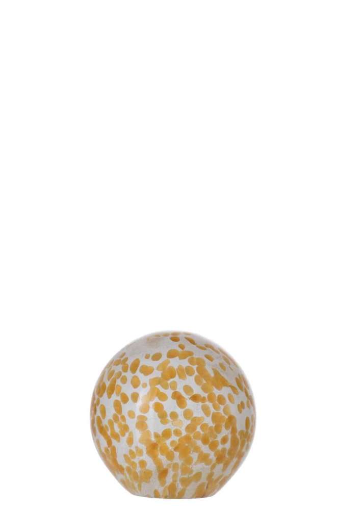 PAPERWEIGHT DOT GLASS YELLOW LARGE