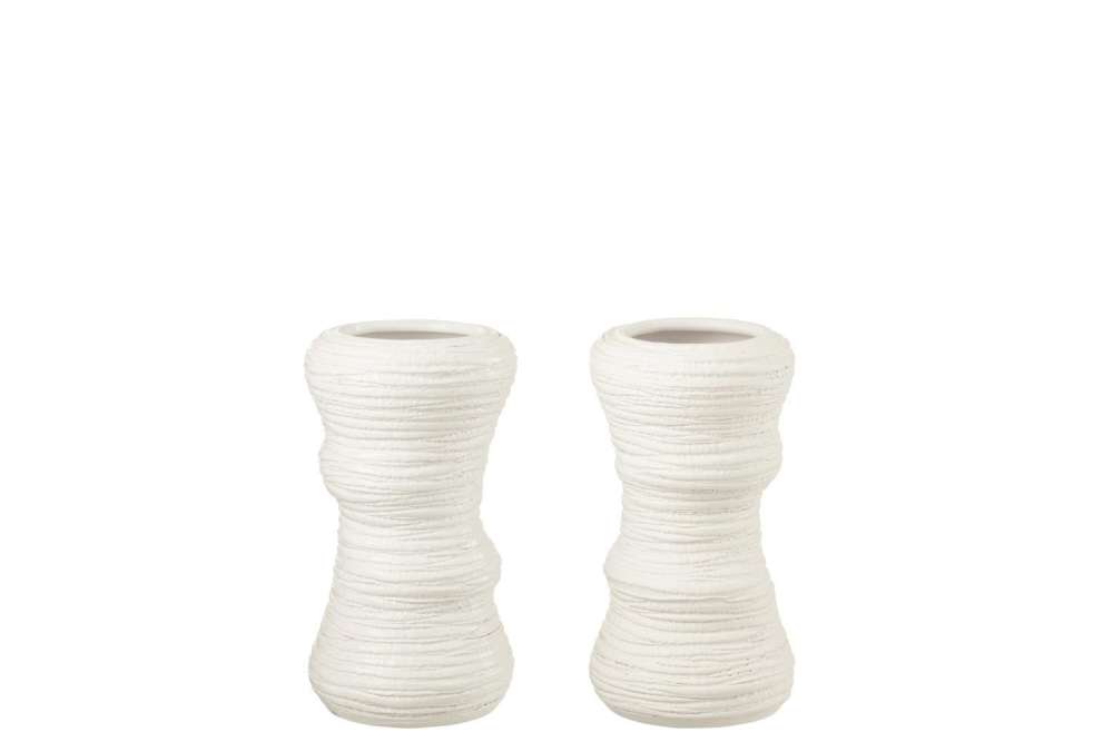VASE ORGANIC CERAMIC WHITE SMALL ASSORTMENT OF 2