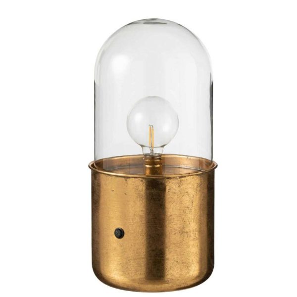 TABLE LAMP ANTIQUE LED GLASS/ZINC GOLD LARGE