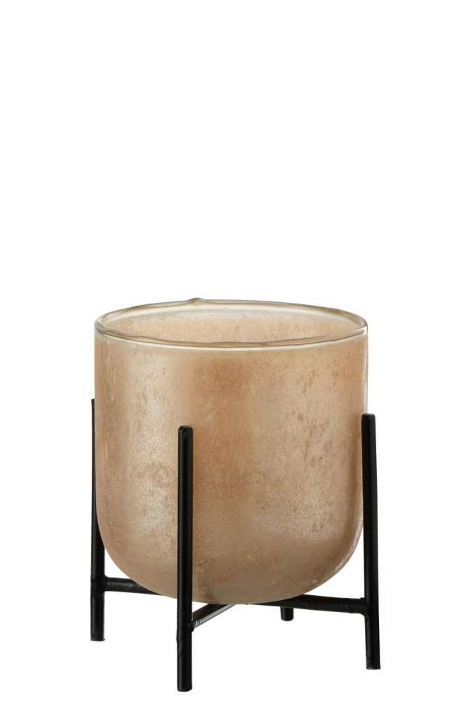 HURRICANE ASTOR ON FOOT GLASS/METAL AMBER SMALL