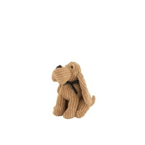 DOORSTOP DOG STRIPE TEXTILE CARAMEL SMALL