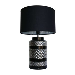 Lampe Base Sort/Sølv/Riller 20X20X43Cm