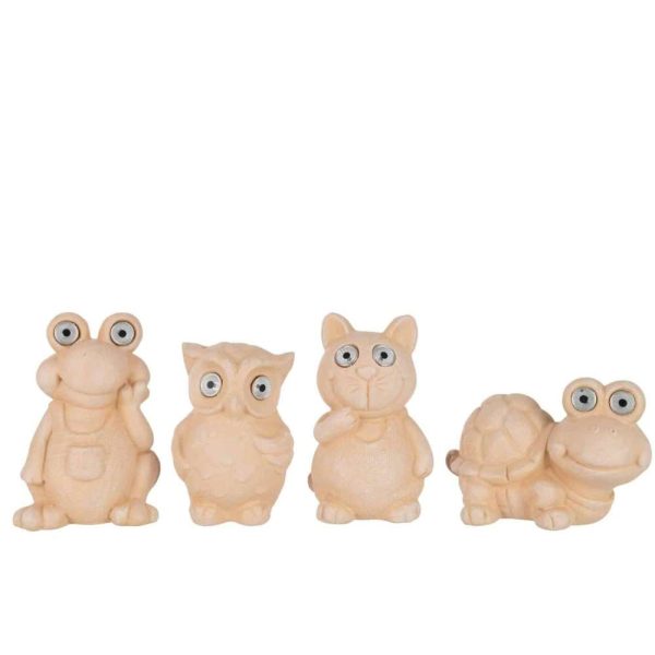 FIGURE SOLAR CERAMIC LIGHT TERRACOTTA ASSORTMENT OF 4