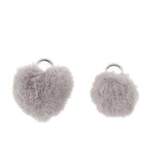 KEYCHAIN BALL/HEART ACRYLIC LIGHT GREY ASSORTMENT OF 2