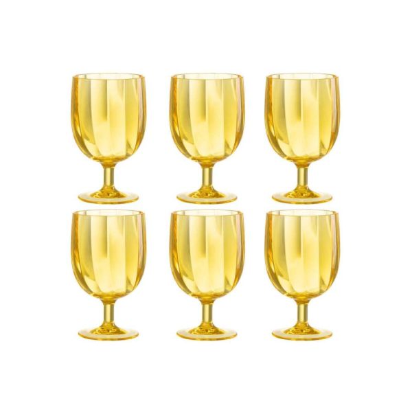 BOX OF 6 PIECES WINE GLASS PLASTIC YELLOW