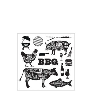 PACK 20 NAPKINS BARBECUE PAPER WHITE/BLACK LARGE
