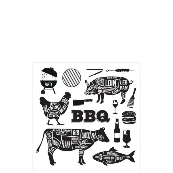 PACK 20 NAPKINS BARBECUE PAPER WHITE/BLACK LARGE