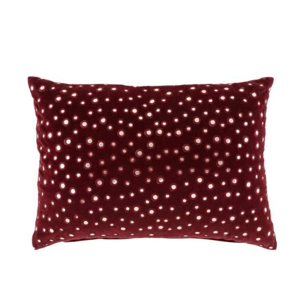 CUSHION MIRROR RECTANGLE COTTON RED/SILVER