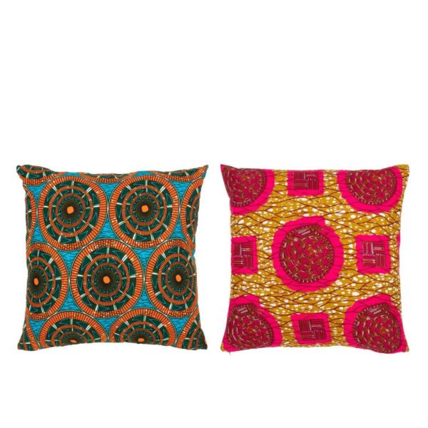 CUSHION PATTERN ROUNDS FABRIC MIX ASSORTMENT OF 2