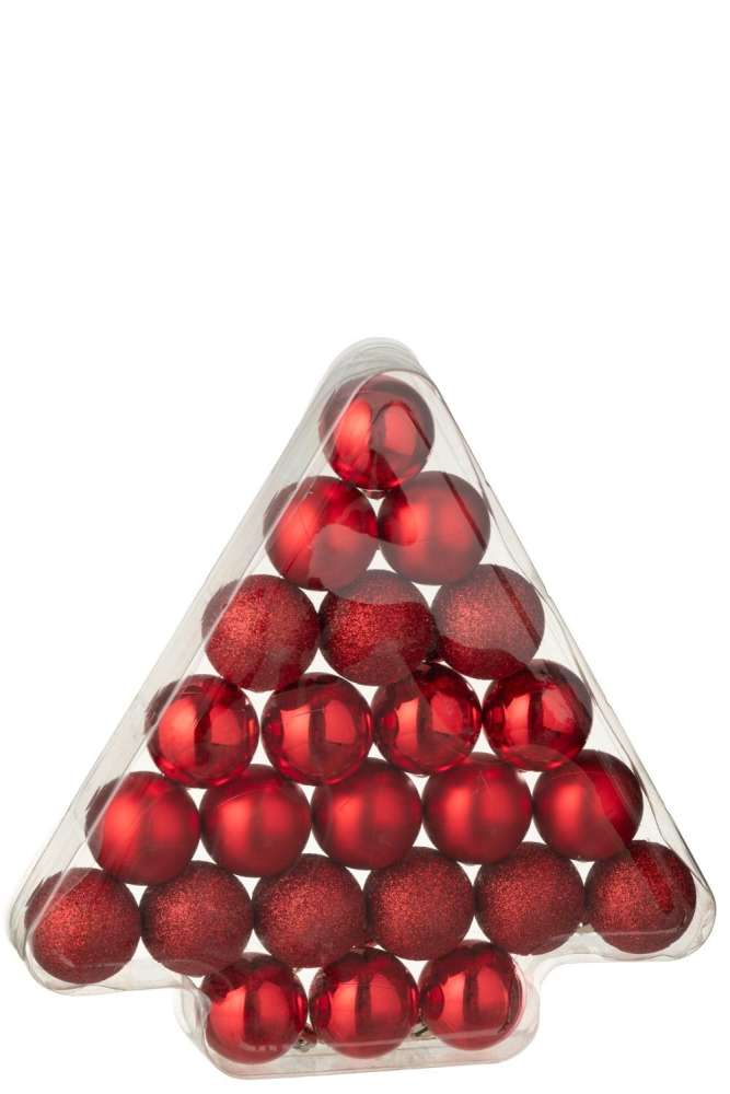 BOX OF 24 CHRISTMAS BAUBLE PLASTIC CHRISTMAS RED