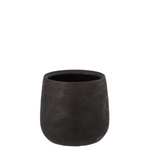 FLOWERPOT IRREGULAR ROUGH CERAMIC BLACK LARGE