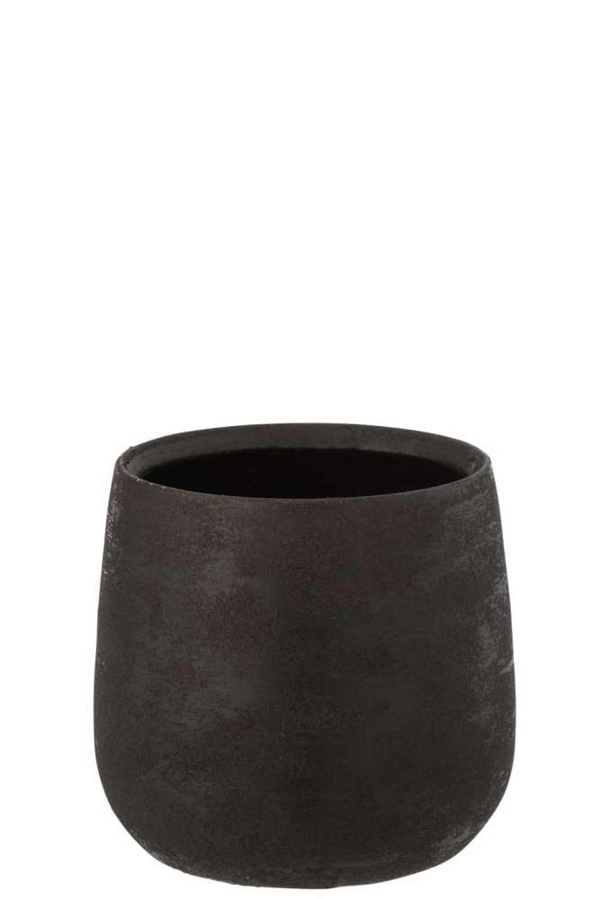 FLOWERPOT IRREGULAR ROUGH CERAMIC BLACK LARGE