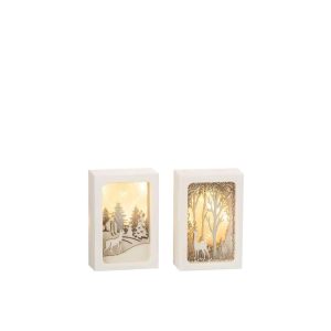 FRAME HIGH 3D LED WINTER PVC/GLASS SILVER ASSORTMENT OF 2