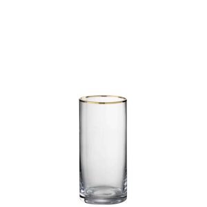 DRINKING GLASS RIM CYLINDER HIGH GLASS TRANSPARENT/GOLD