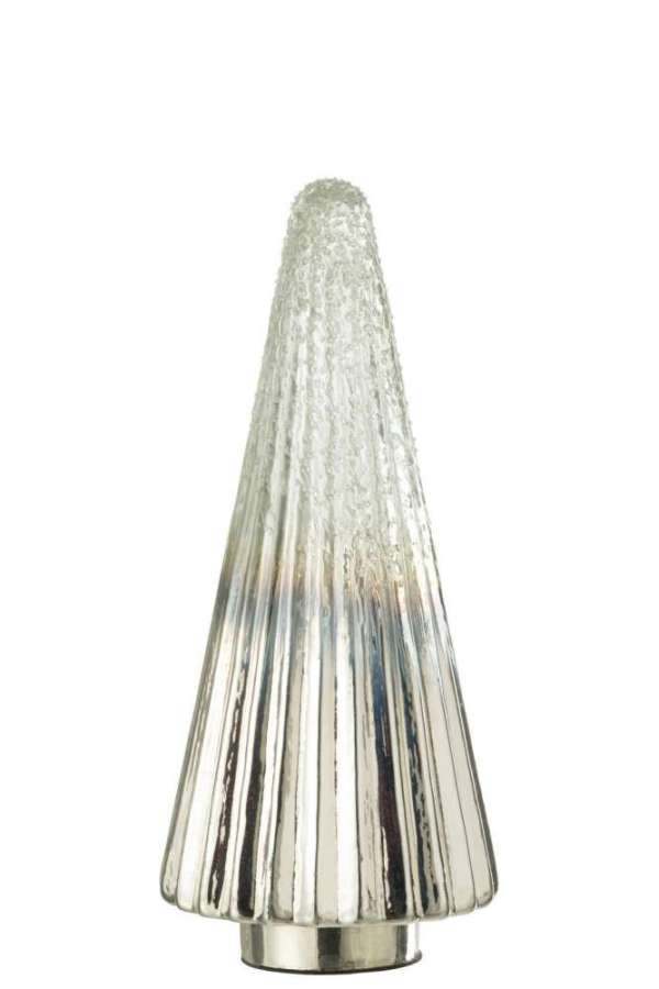 XMAS TREE RIBBED GLASS SILVER/TRANS LARGE