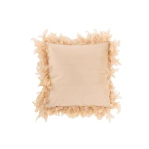 CUSHION FEATHERS POLYESTER PINK/BEIGE