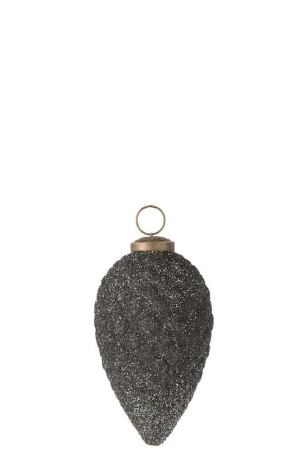 XMAS BAUBLE PINE CONE GLITTER GLASS PURPLE