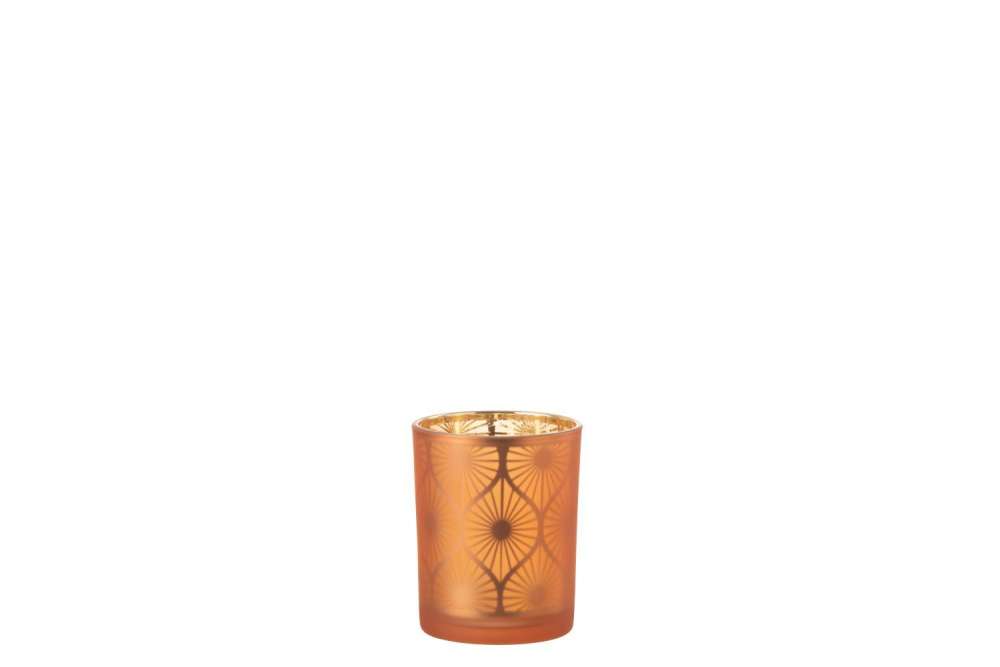 HURRICANE RHOMB FLOWERS GLASS ORANGE MEDIUM