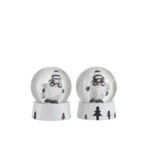 SNOW GLOBE SANTA CLAUS POLY BLACK/WHITE SMALL ASSORTMENT OF 2