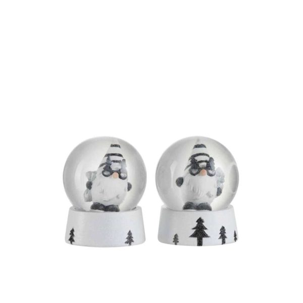 SNOW GLOBE SANTA CLAUS POLY BLACK/WHITE SMALL ASSORTMENT OF 2